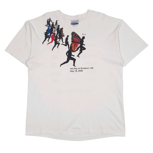 Mens White Reebok Vintage 00s ING Bay to Breakers 12K Short Sleeve T Shirt