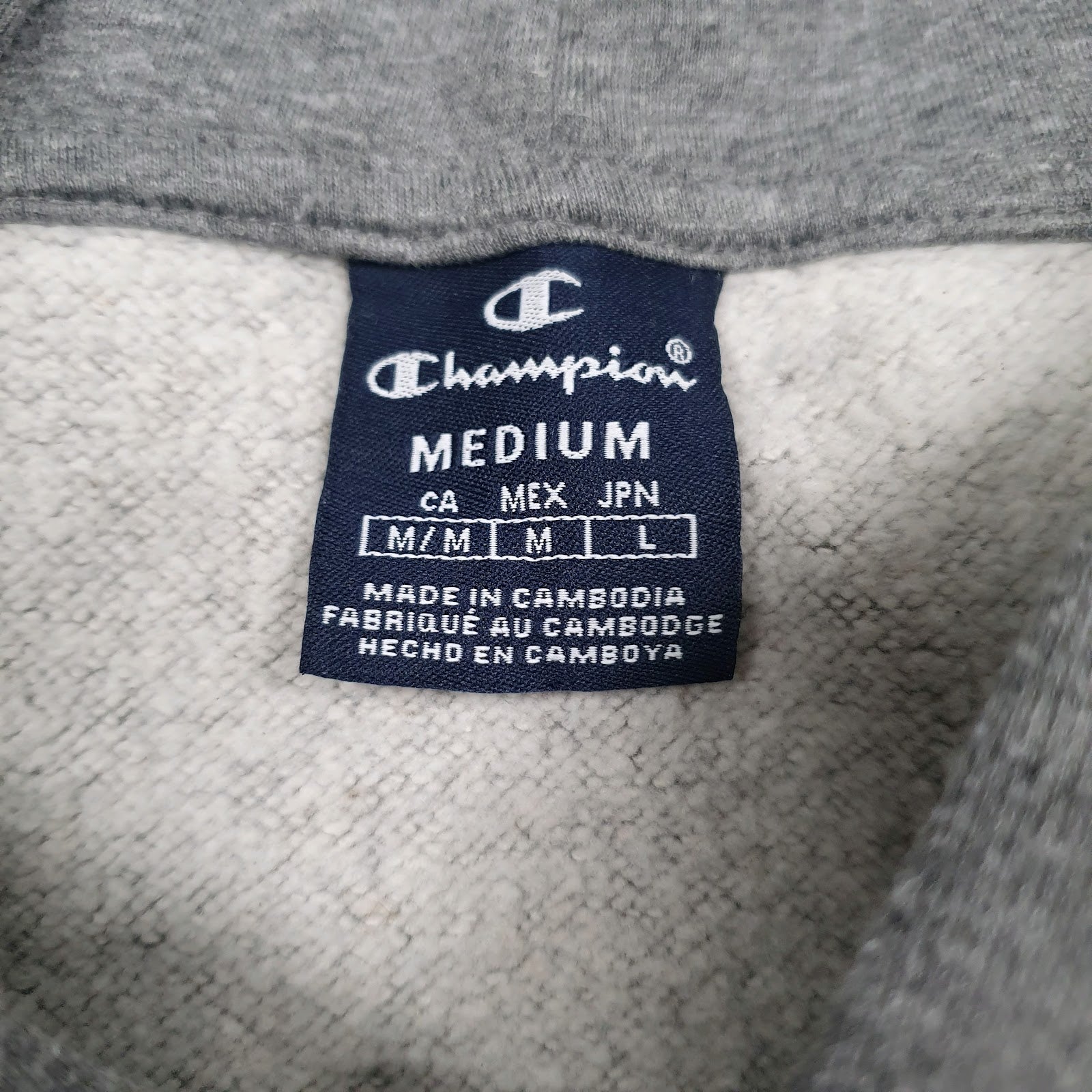 Mens Grey Champion Spellout Hoodie Jumper