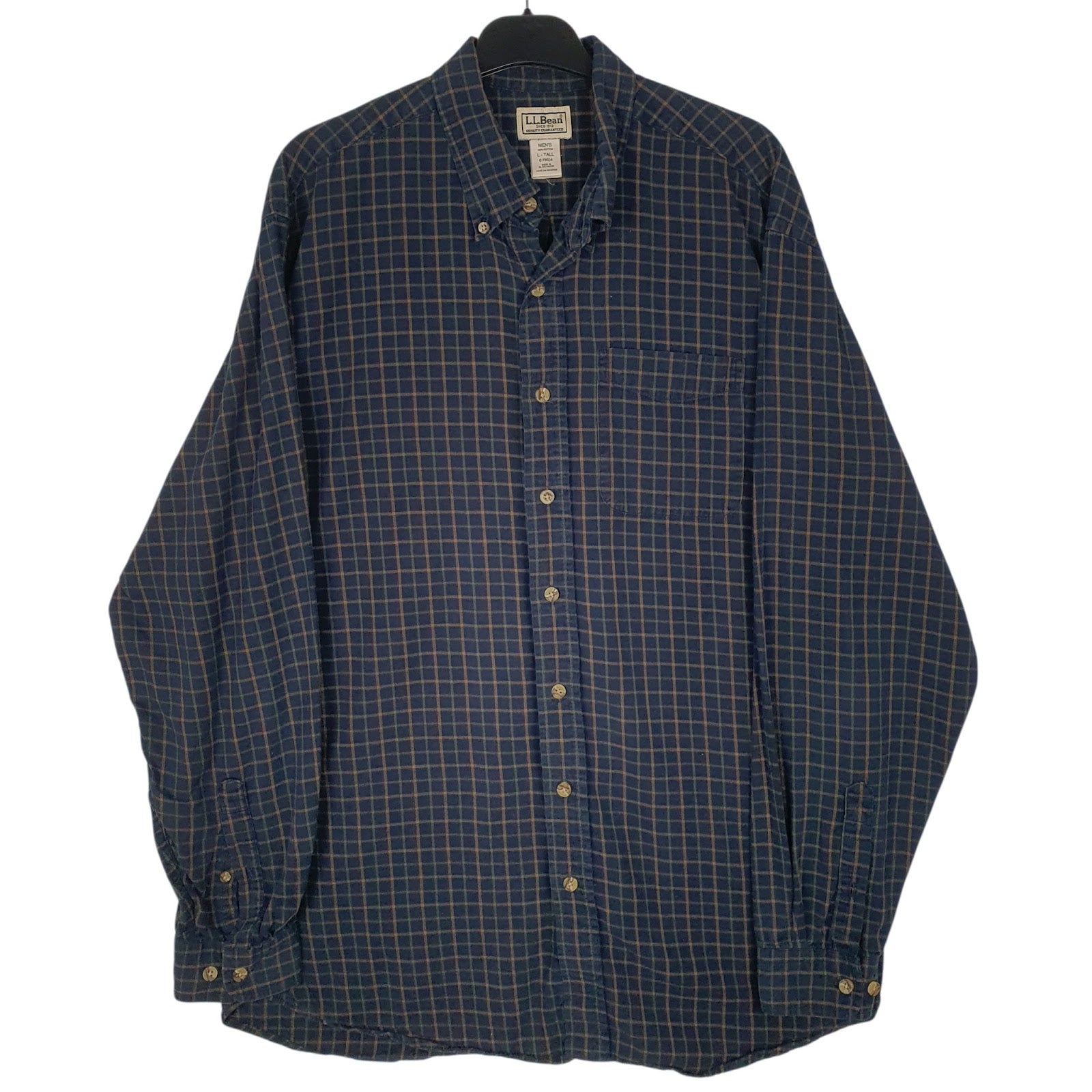 Mens Navy L.L.Bean Flannel Long Sleeve Shirt