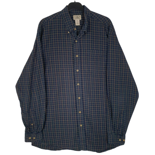 Mens Navy L.L.Bean Flannel Long Sleeve Shirt