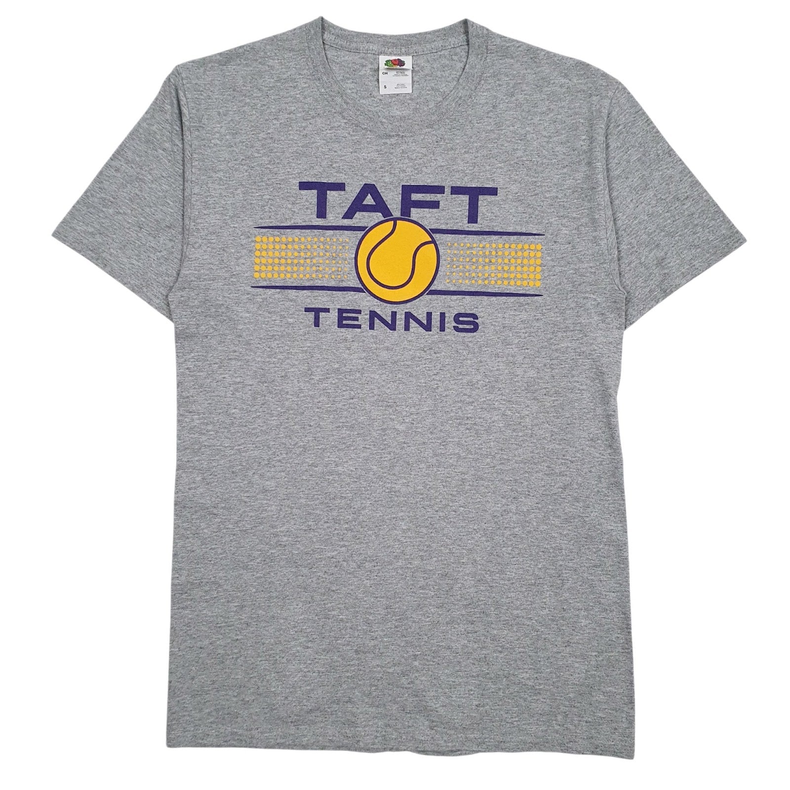 Mens Grey Fruit Of The Loom Taft Tennis Short Sleeve T Shirt
