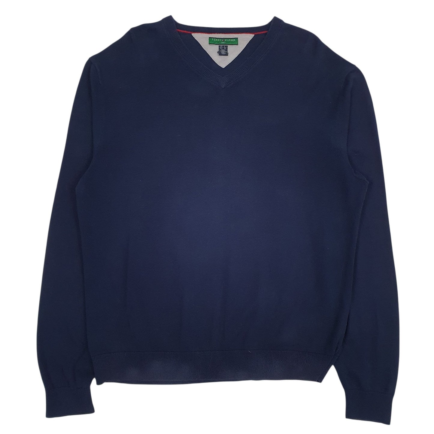 Mens Navy Tommy Hilfiger Golf Lightweight V Neck Jumper
