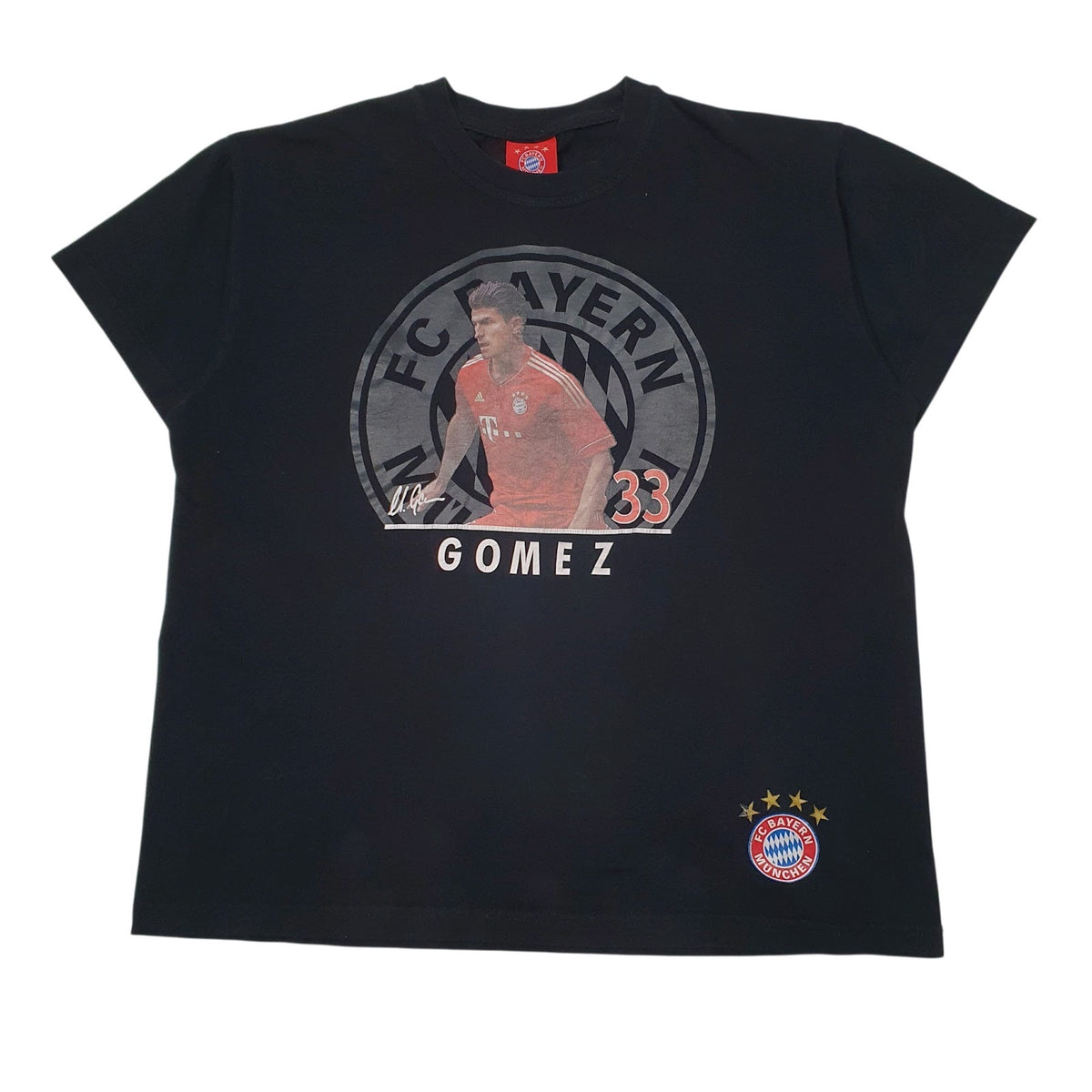 Mens Black FC Bayern Gomez Short Sleeve T Shirt
