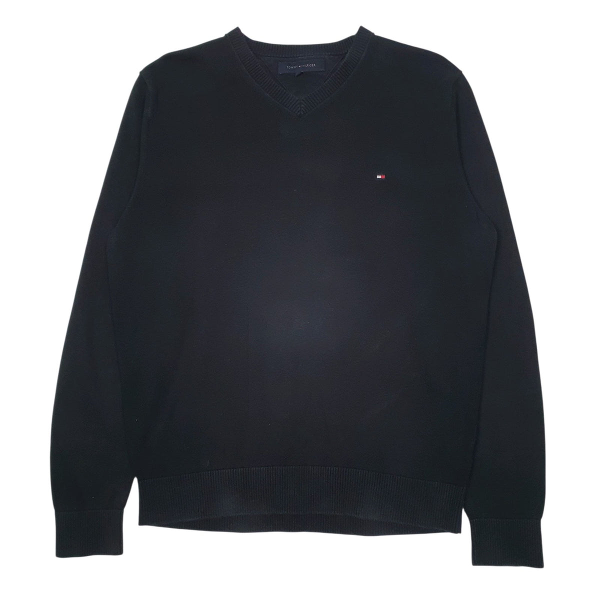 Mens Black Tommy Hilfiger  V Neck Jumper