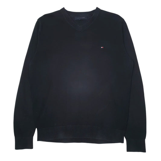 Mens Black Tommy Hilfiger  V Neck Jumper