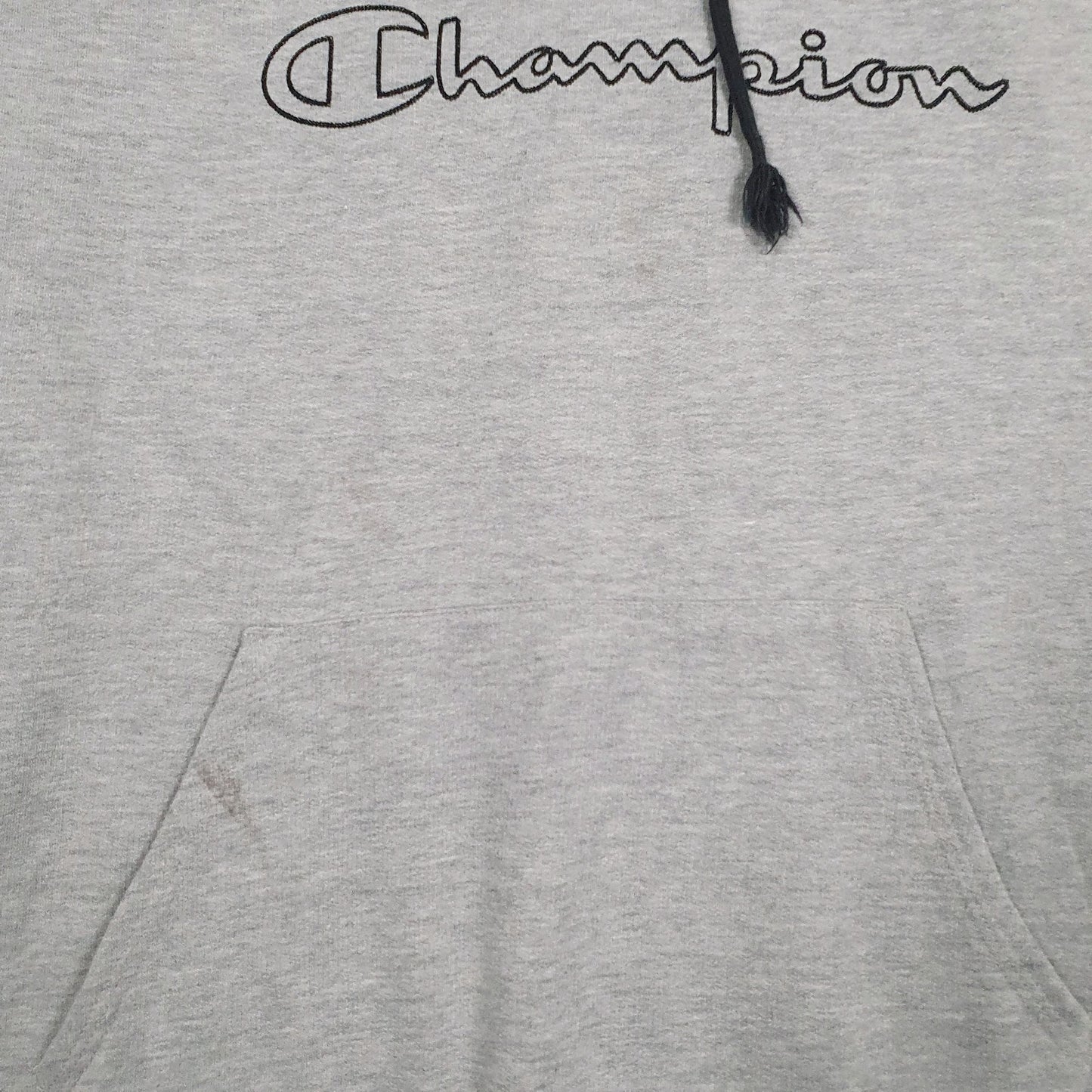 Mens Grey Champion Spellout Hoodie Jumper