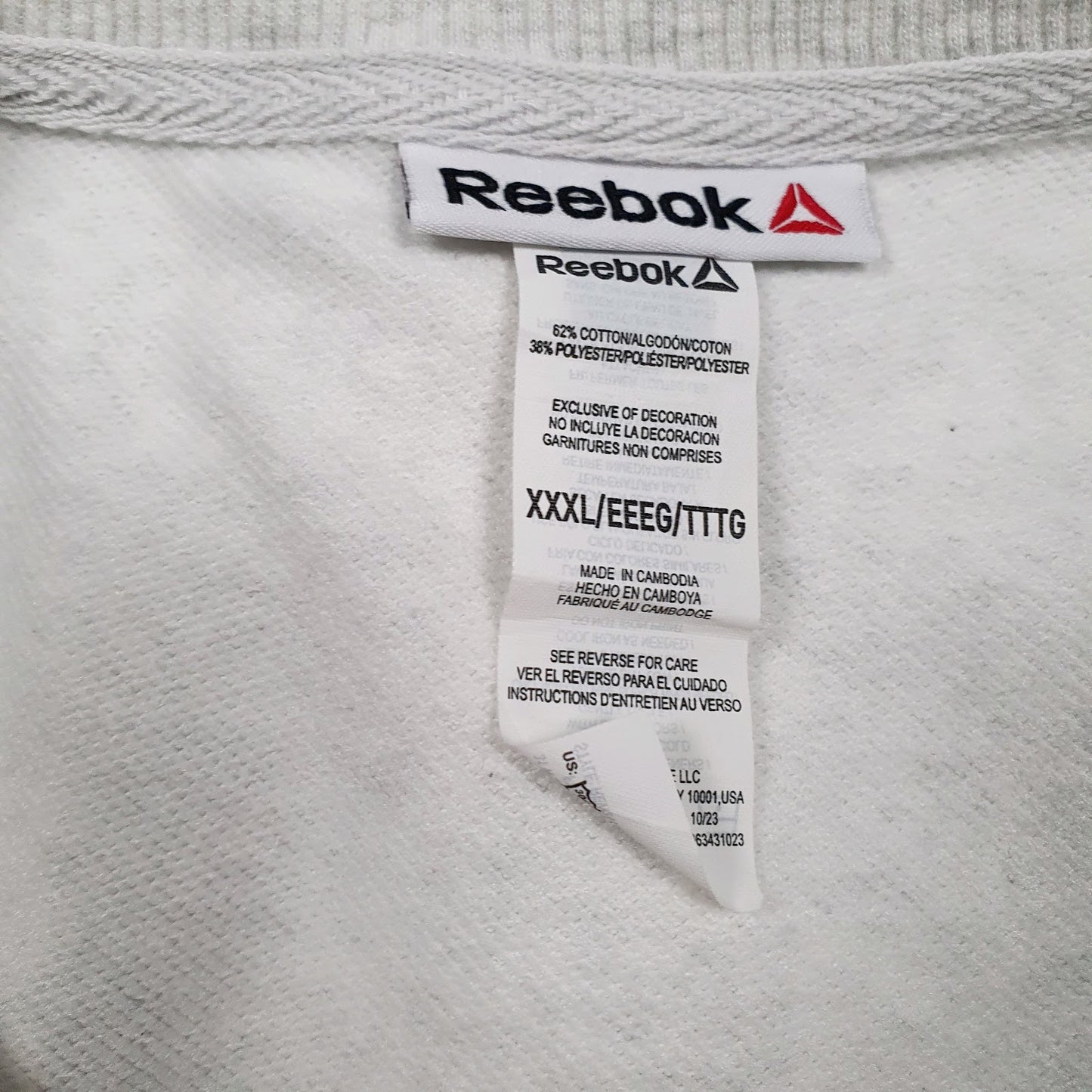 Mens Grey Reebok Spellout Crewneck Jumper