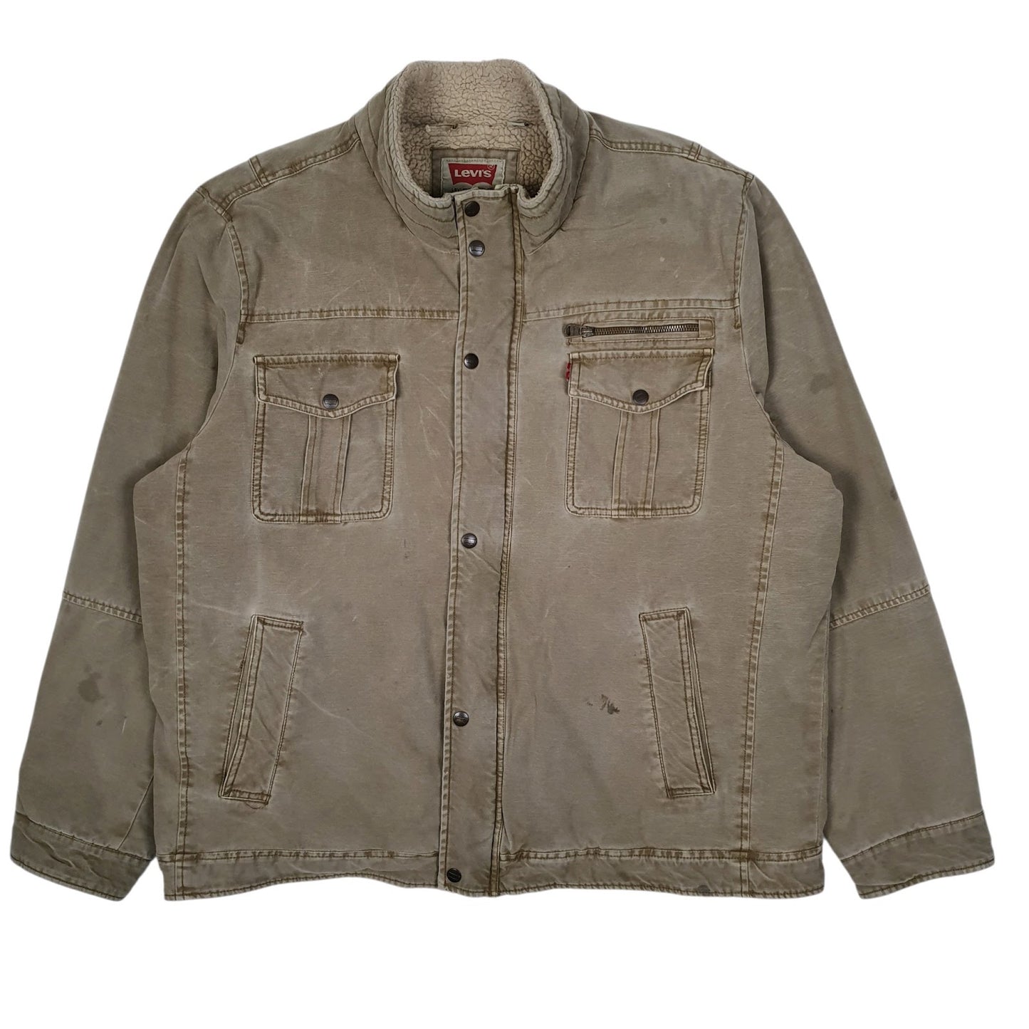 Mens Beige Levis Sherpa Lined Chore Sherpa  Coat