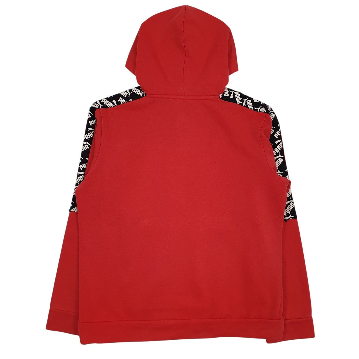 Mens Red Puma Spellout Hoodie Jumper