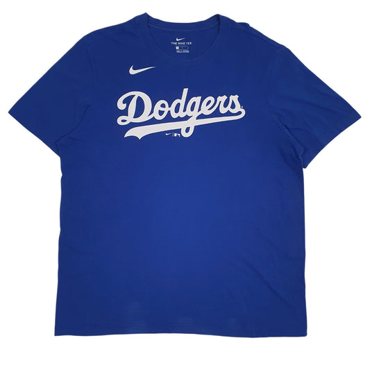 Mens Blue Nike MLB Los Angeles Dodgers Bellinger Short Sleeve T Shirt