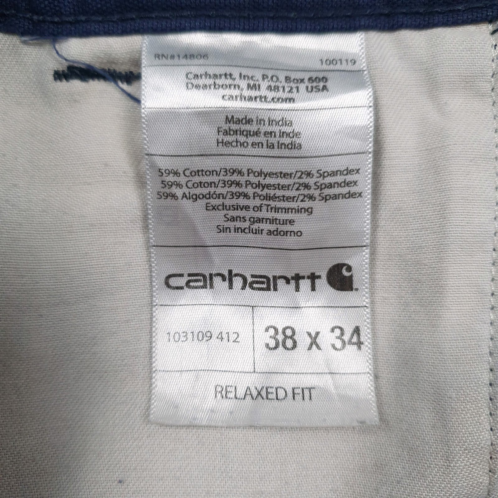 Mens Navy Carhartt   Trousers
