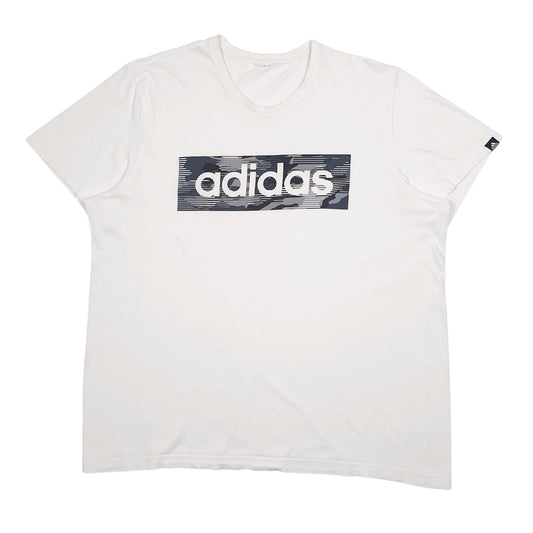 Mens White Adidas Spellout Short Sleeve T Shirt
