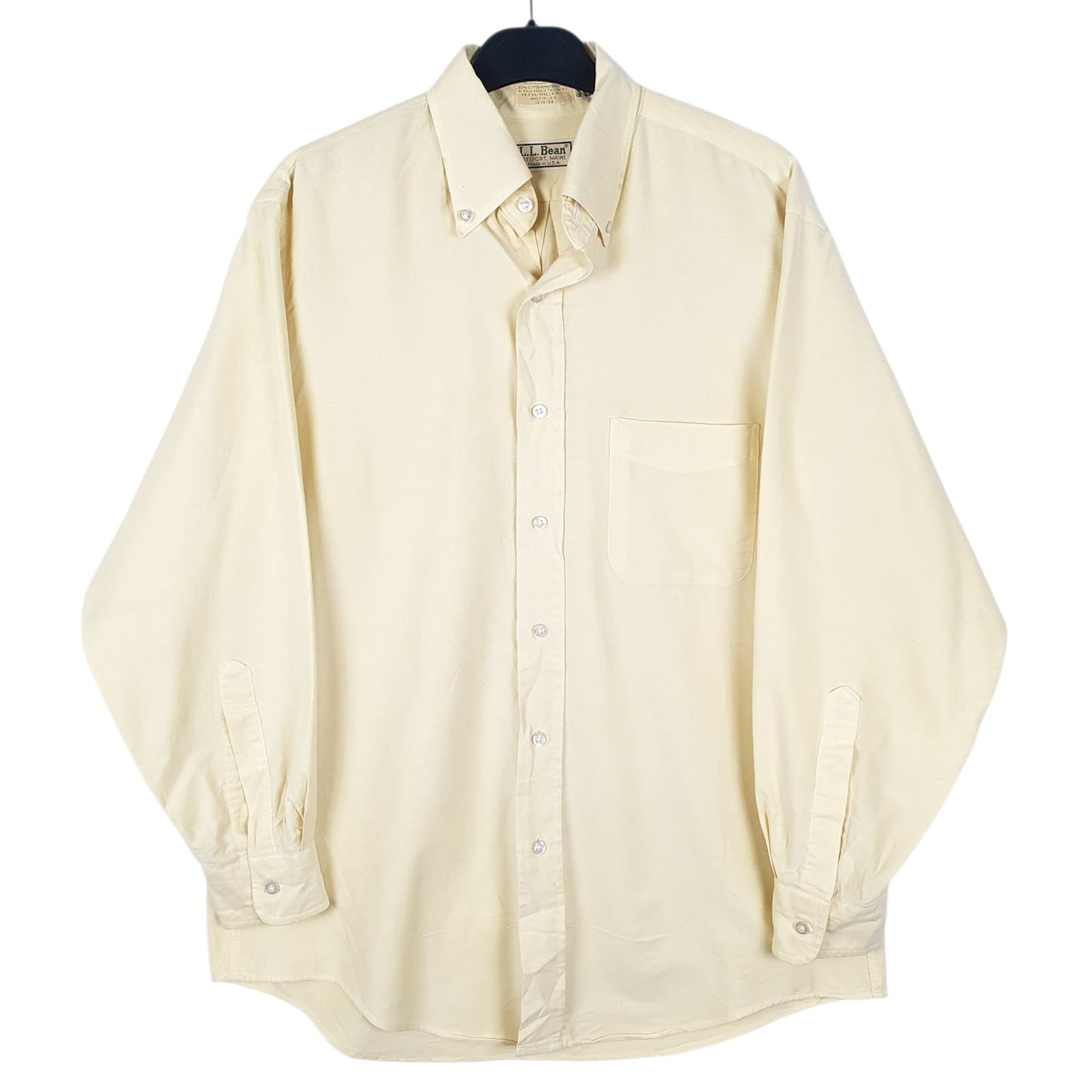 Mens Yellow L.L.Bean Vintage 90s Made In USA Long Sleeve Shirt