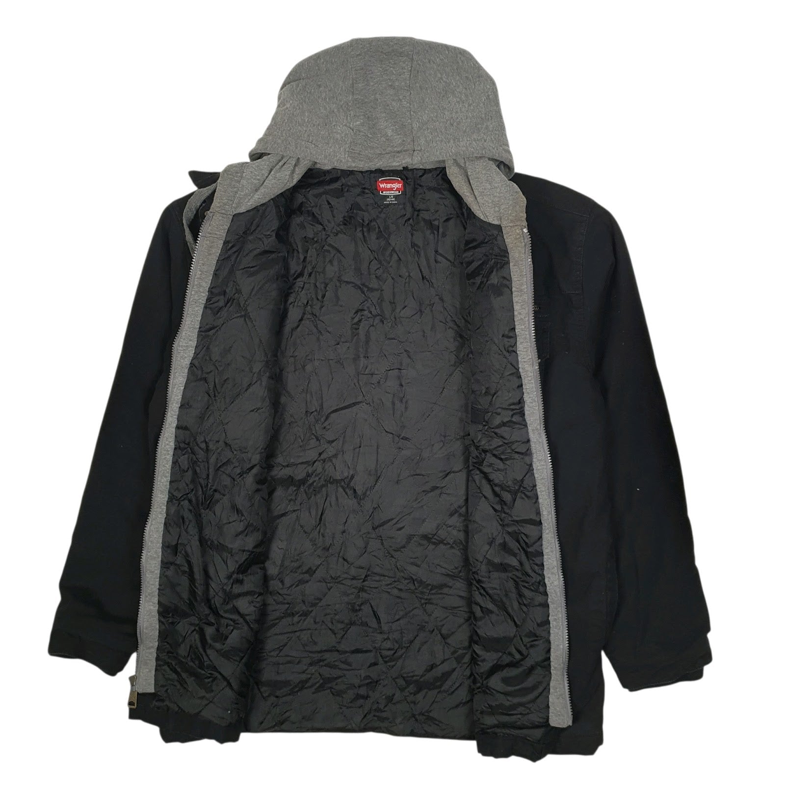 Mens Black Wrangler Chore Windbreaker Hoodie Padded  Coat