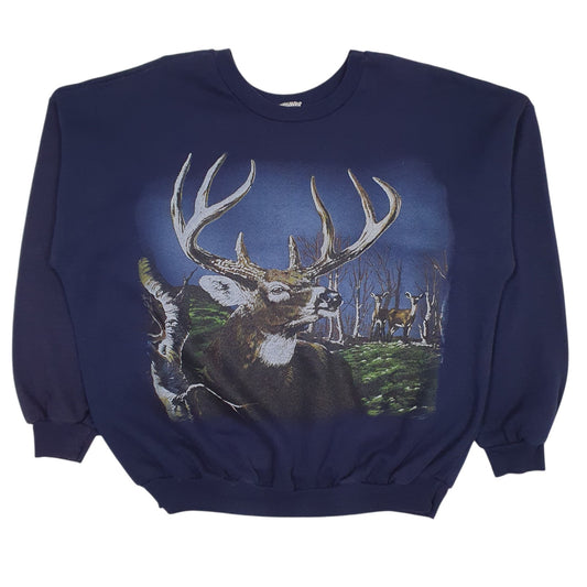 Mens Navy Unbranded Vintage Graphic Crewneck Jumper
