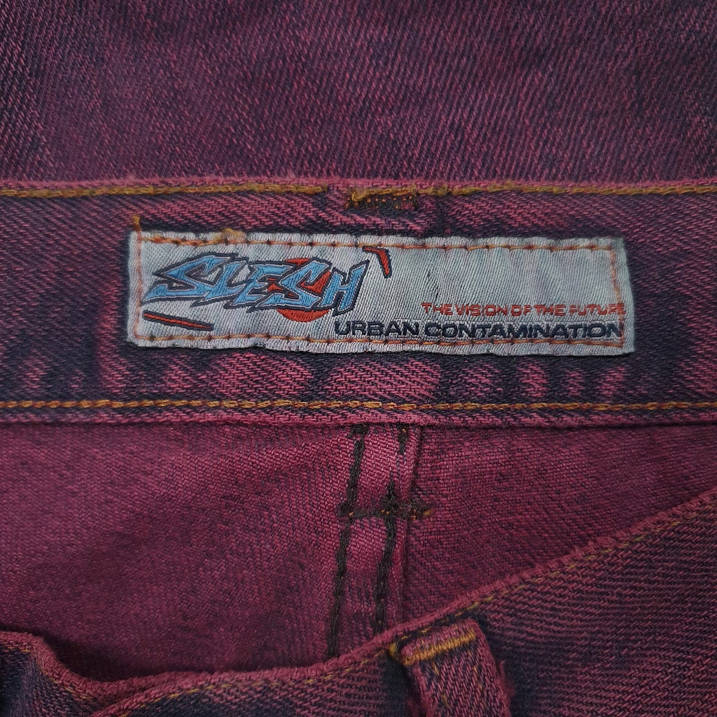 Womens Burgundy Slesh   Jeans