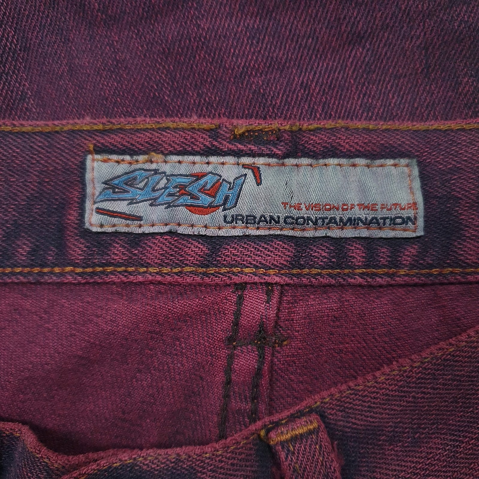 Womens Burgundy Slesh   Jeans