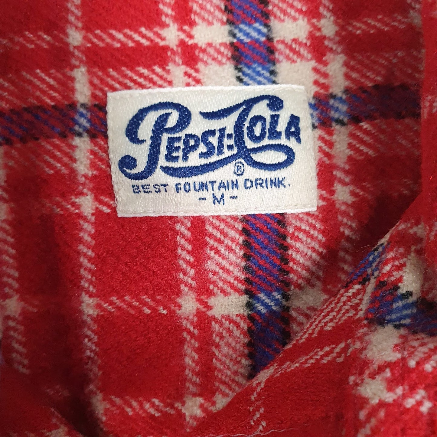 Mens Red Pepsi Cola Vintage Flannel  Shirt