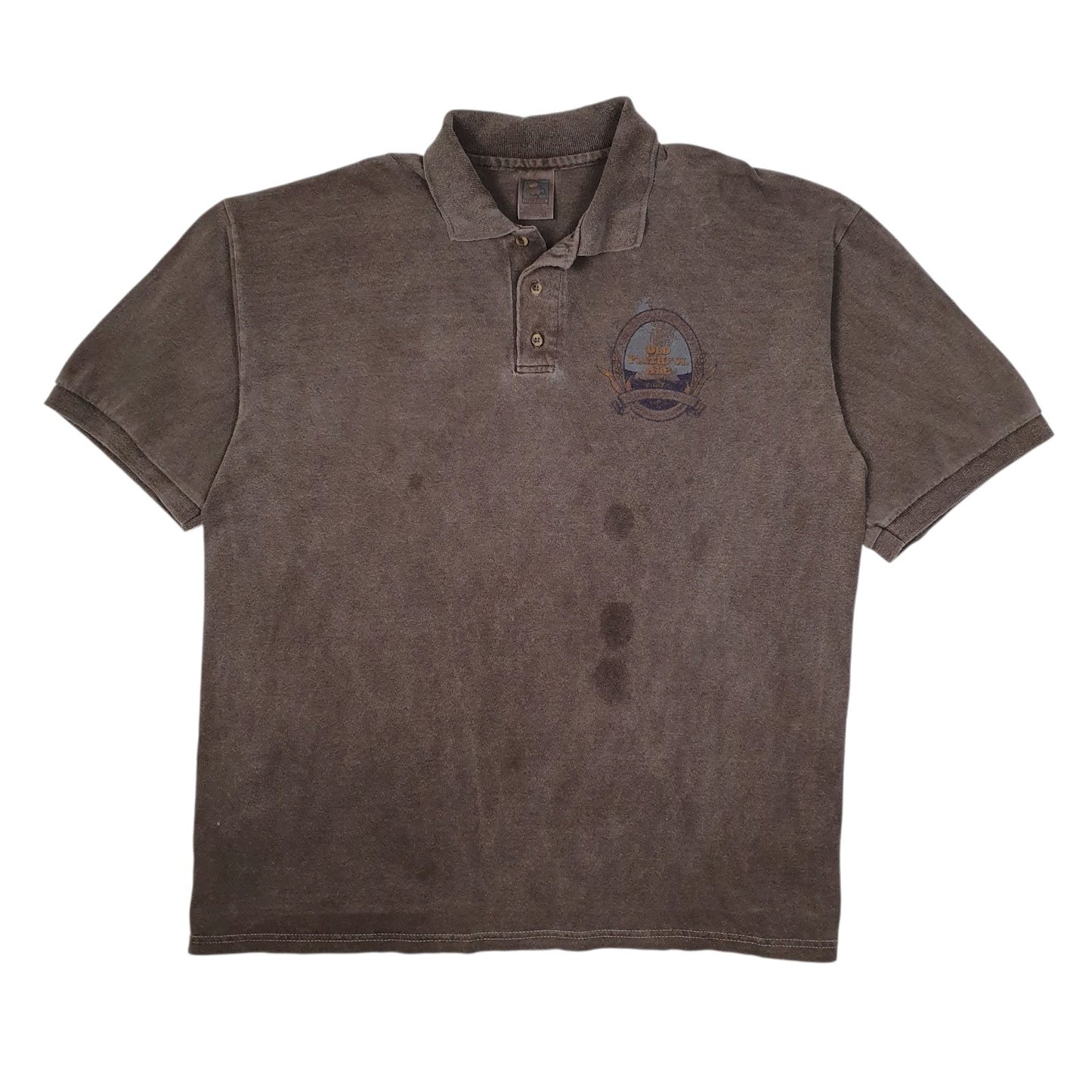 Mens Grey Cotton Deluxe Old Faithful Ale Short Sleeve Polo Shirt