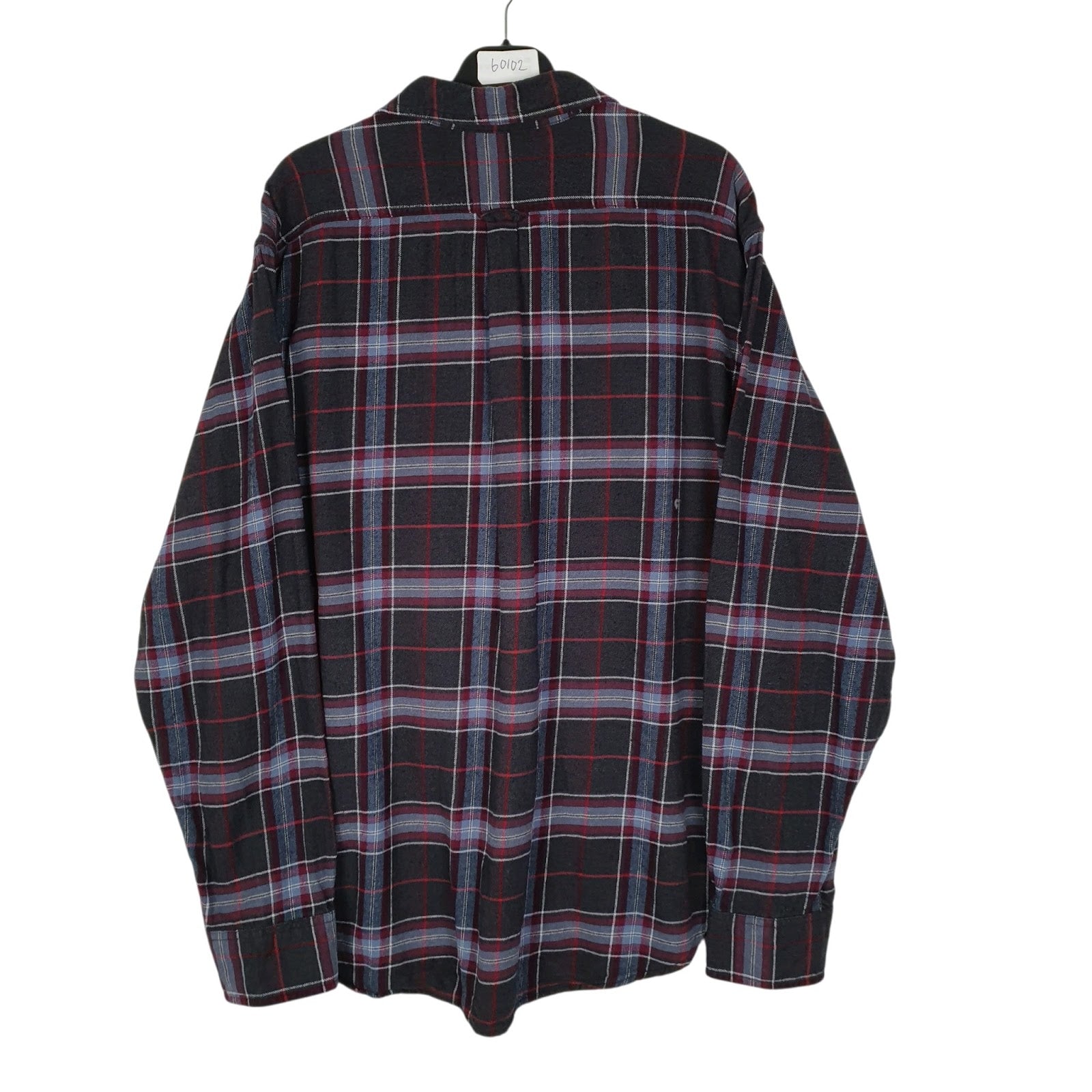 Mens Black Eddie Bauer Heavyweight Plaid Flannel  Shirt