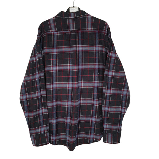 Mens Black Eddie Bauer Heavyweight Plaid Flannel  Shirt