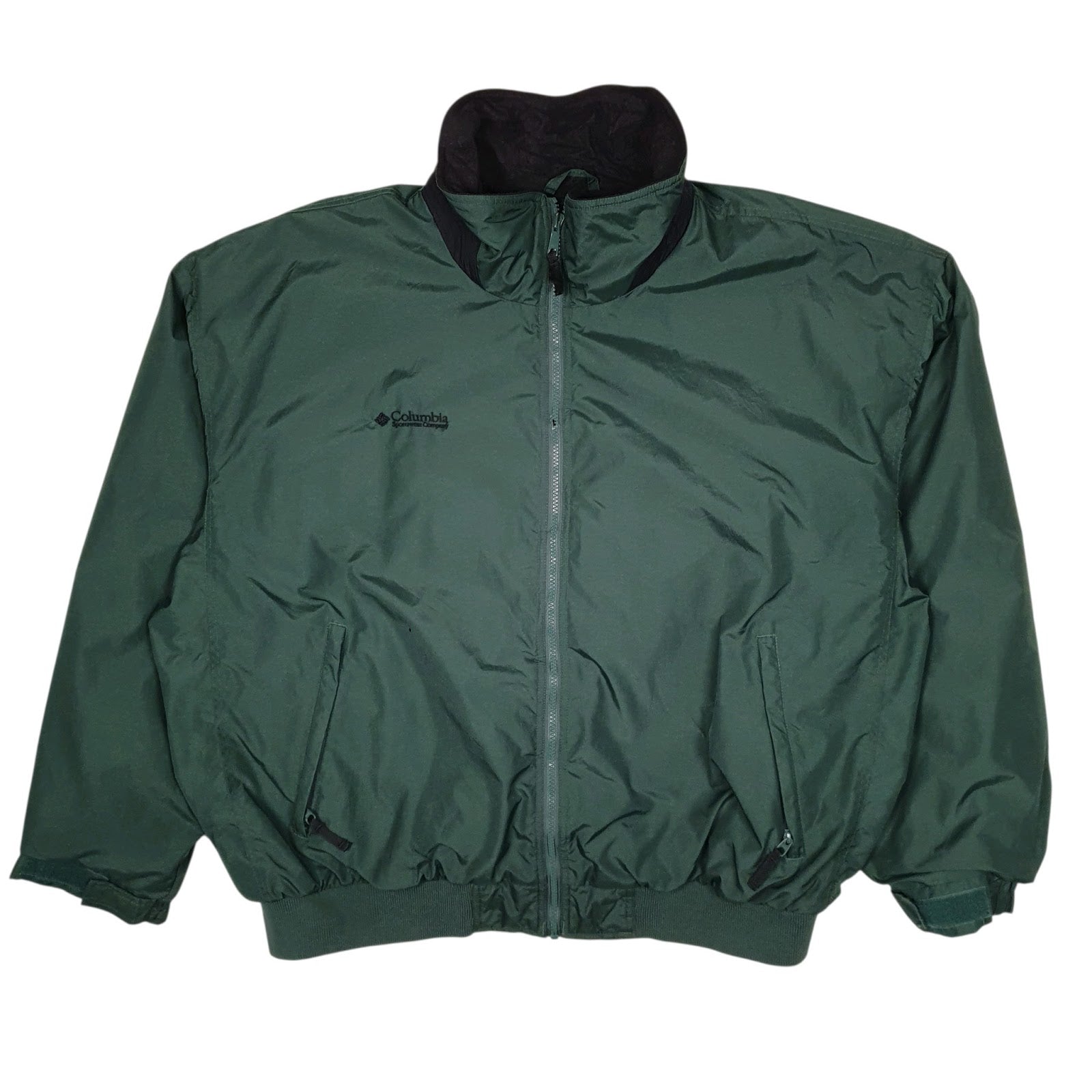 Mens Green Columbia Sportswear Company Windbreaker Fleece Lined Full Zip Coat