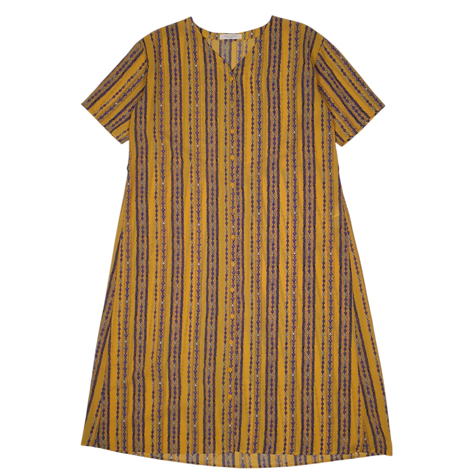 Womens Yelloe Chocol Raffine Robe Short Sleeve Dress