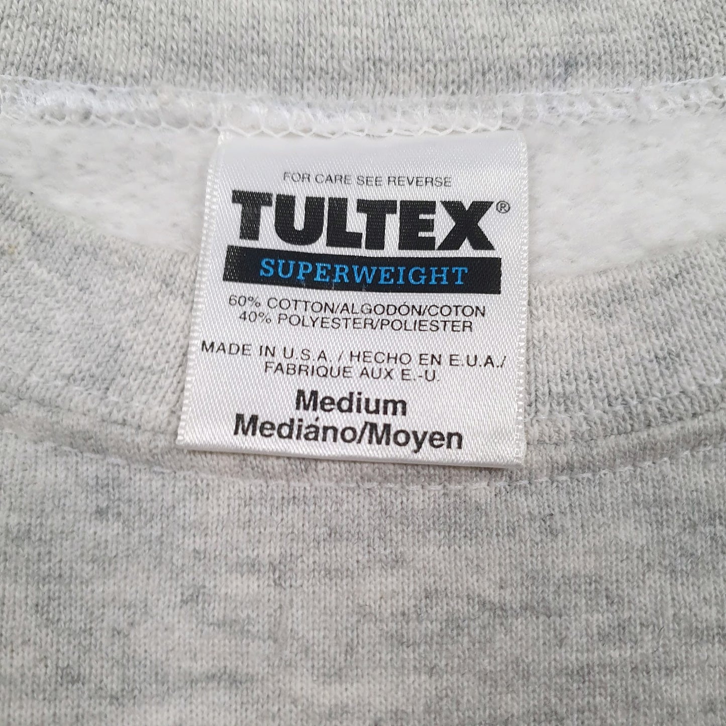 Mens Grey Tultex Vintage Made In USA Crewneck Jumper