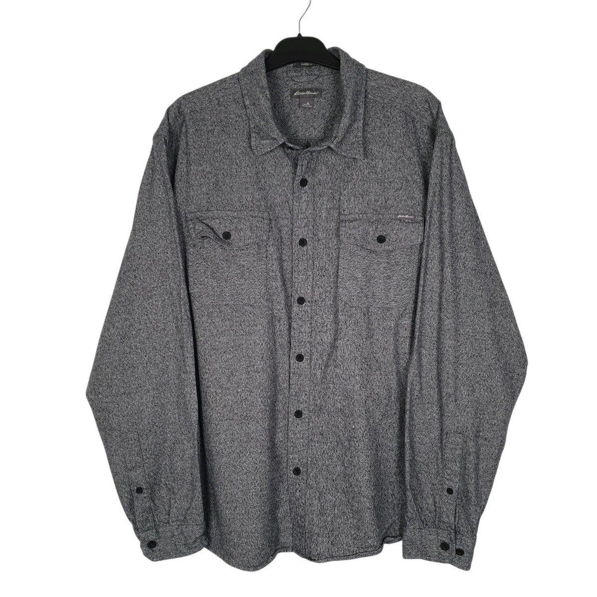 Mens Grey Eddie Bauer Thick Flannel Long Sleeve Shirt