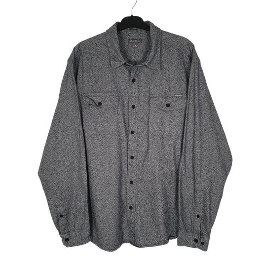 Mens Grey Eddie Bauer Thick Flannel Long Sleeve Shirt
