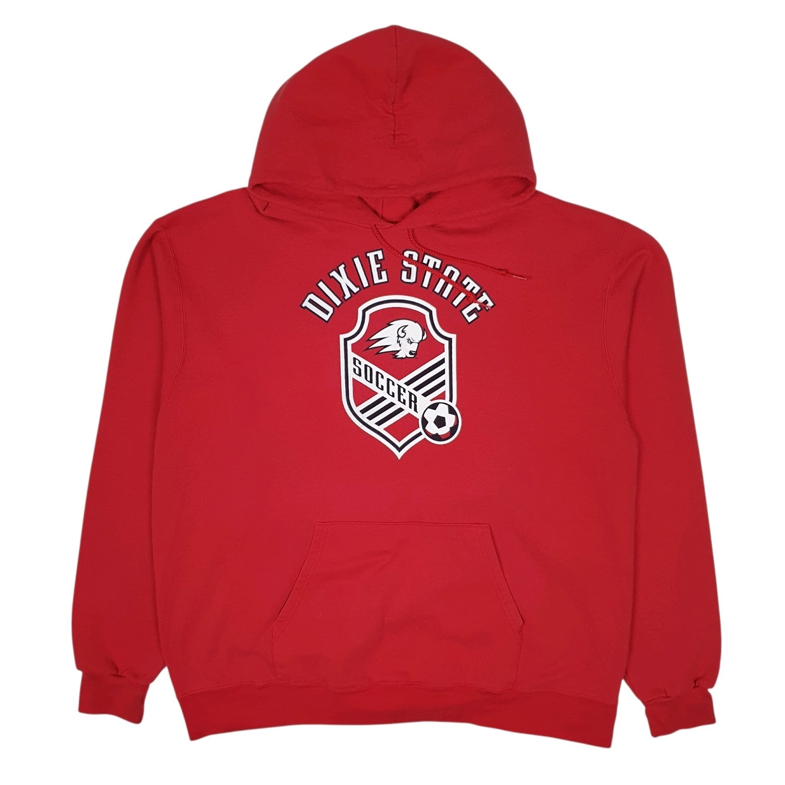 Mens Red Champion Dixie State Soccer Hoodie Jumper