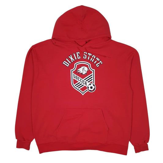 Mens Red Champion Dixie State Soccer Hoodie Jumper