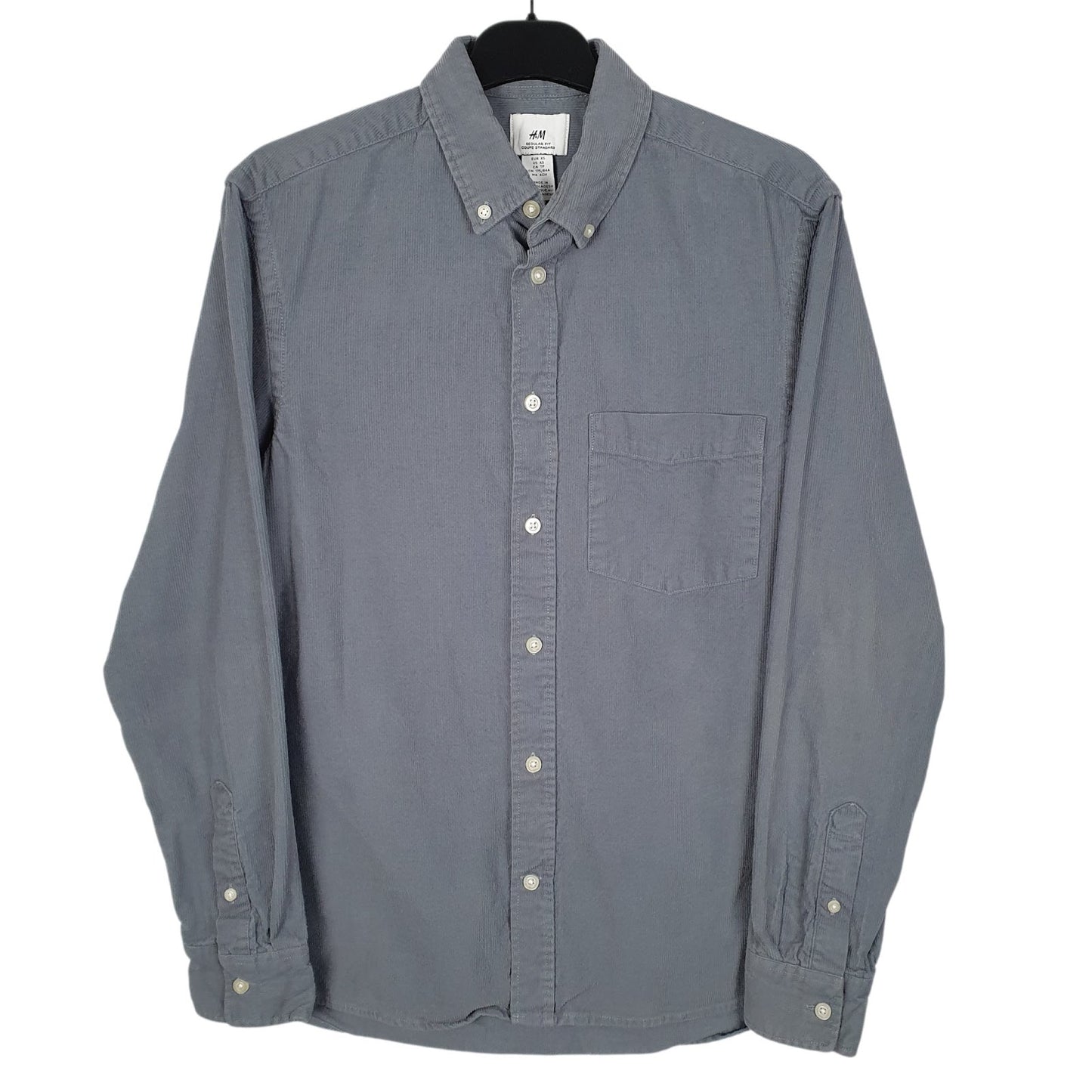 Mens Blue H&M Corduroy Long Sleeve Shirt