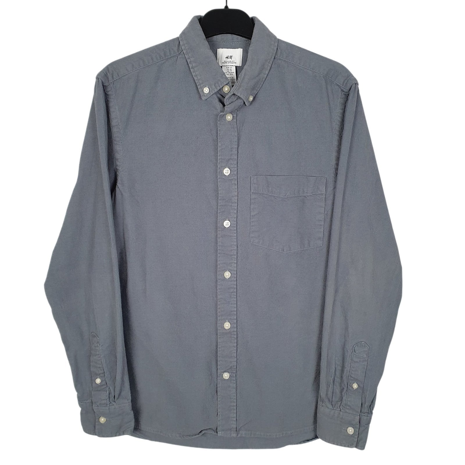 Mens Blue H&M Corduroy Long Sleeve Shirt