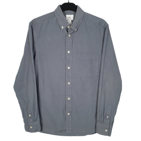 Mens Blue H&M Corduroy Long Sleeve Shirt