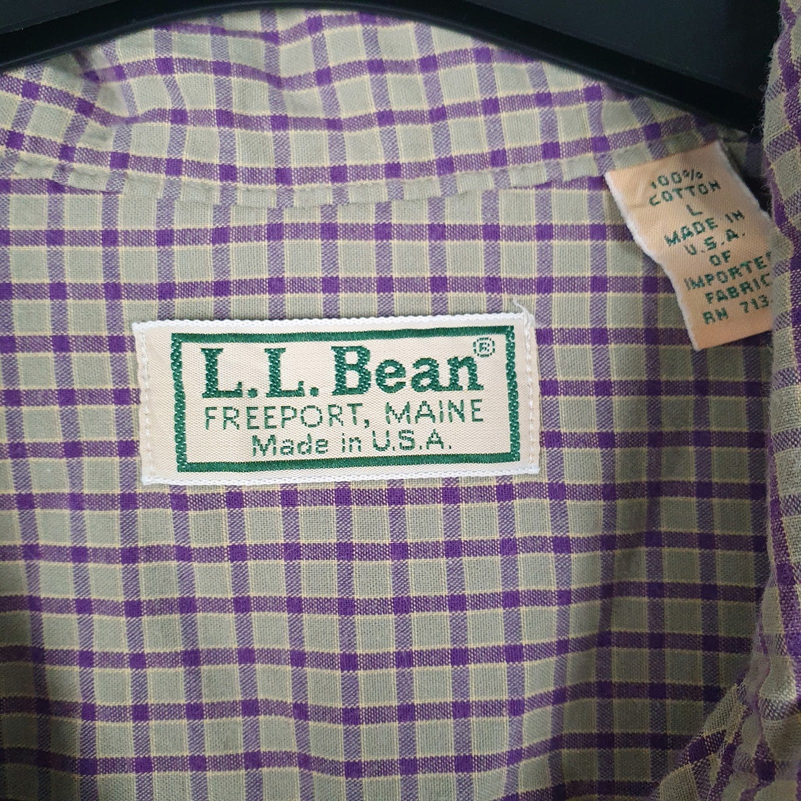 Mens Green L.L.Bean Vintage 90s Made In USA  Shirt