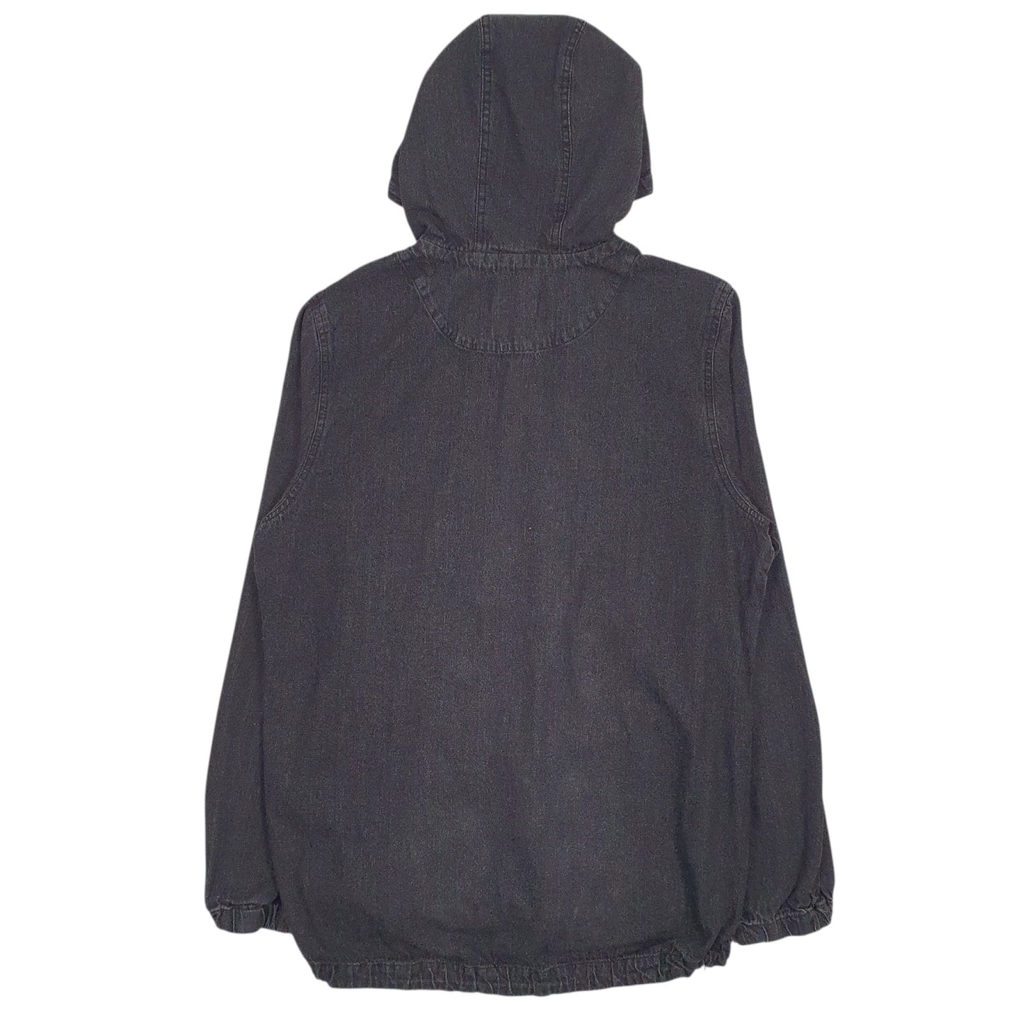 Mens Grey Unbranded Hooded Denim Quarter Zip Jumper
