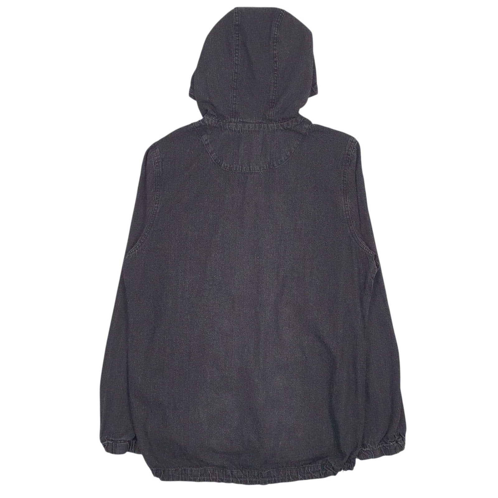 Mens Grey Unbranded Hooded Denim Quarter Zip Jumper