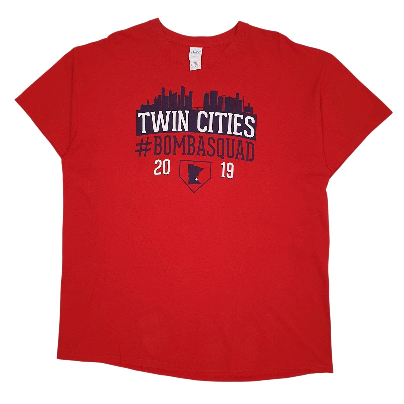 Mens Red Gildan Twin Cities Bombasquad Short Sleeve T Shirt