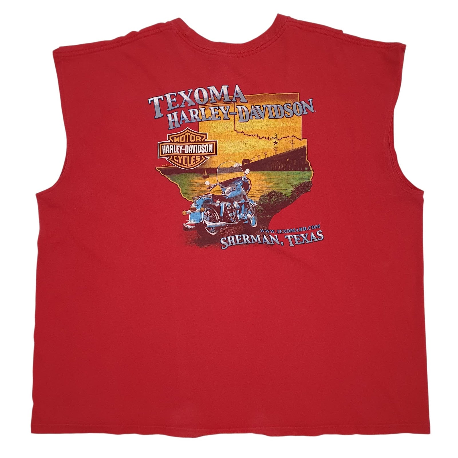 Mens Red Harley Davidson  Crewneck T Shirt