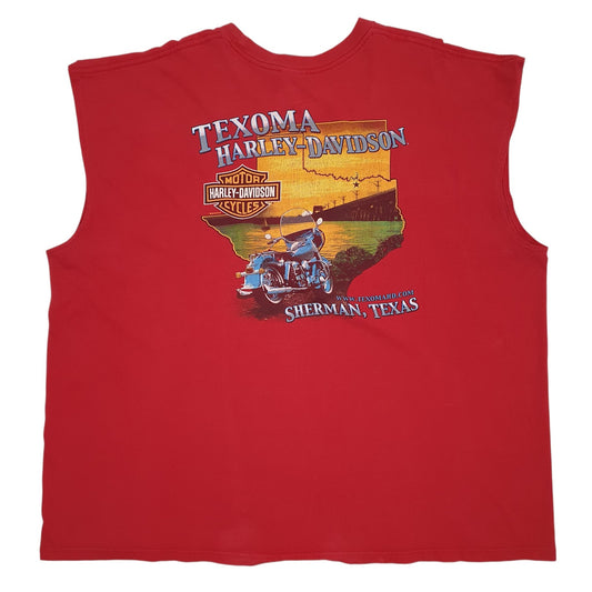 Mens Red Harley Davidson  Crewneck T Shirt