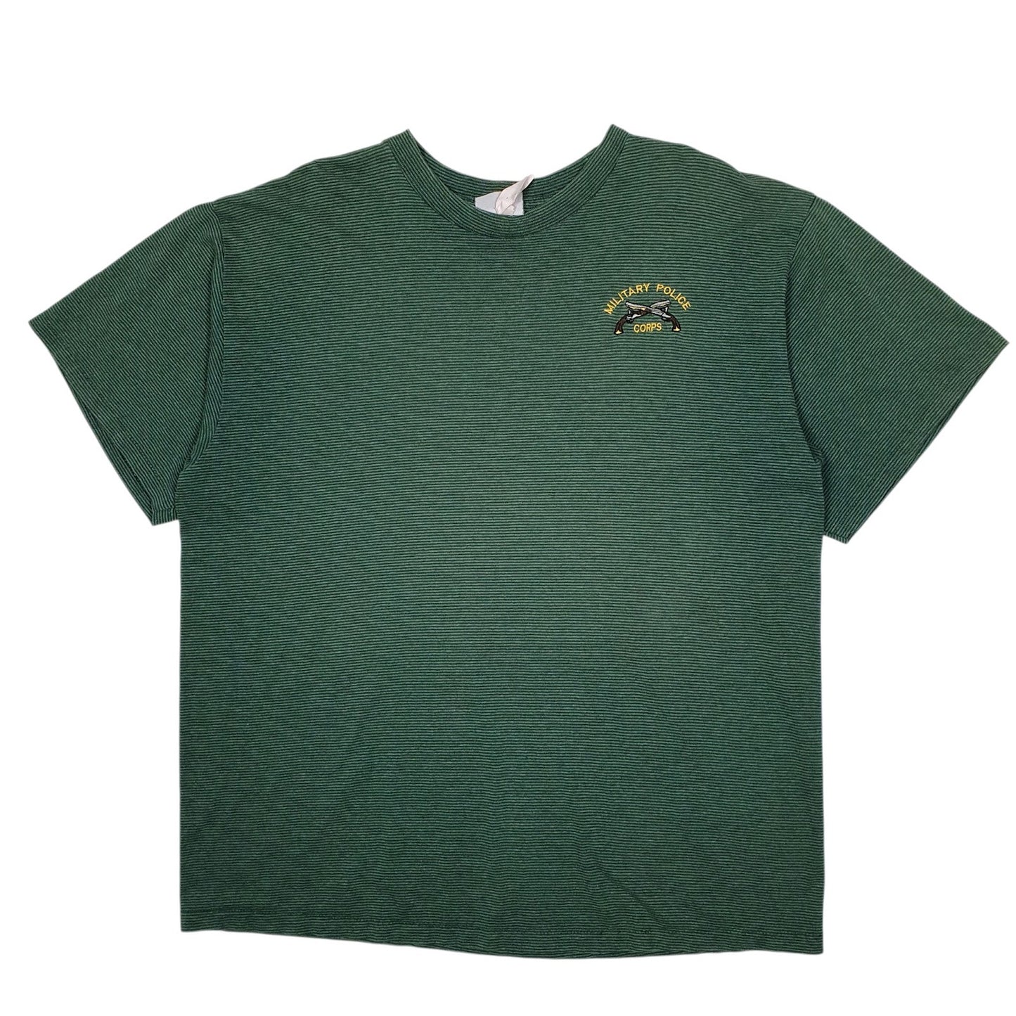 Mens Green Unbranded Vintage 90s Single Stitch Military Police Short Sleeve T Shirt