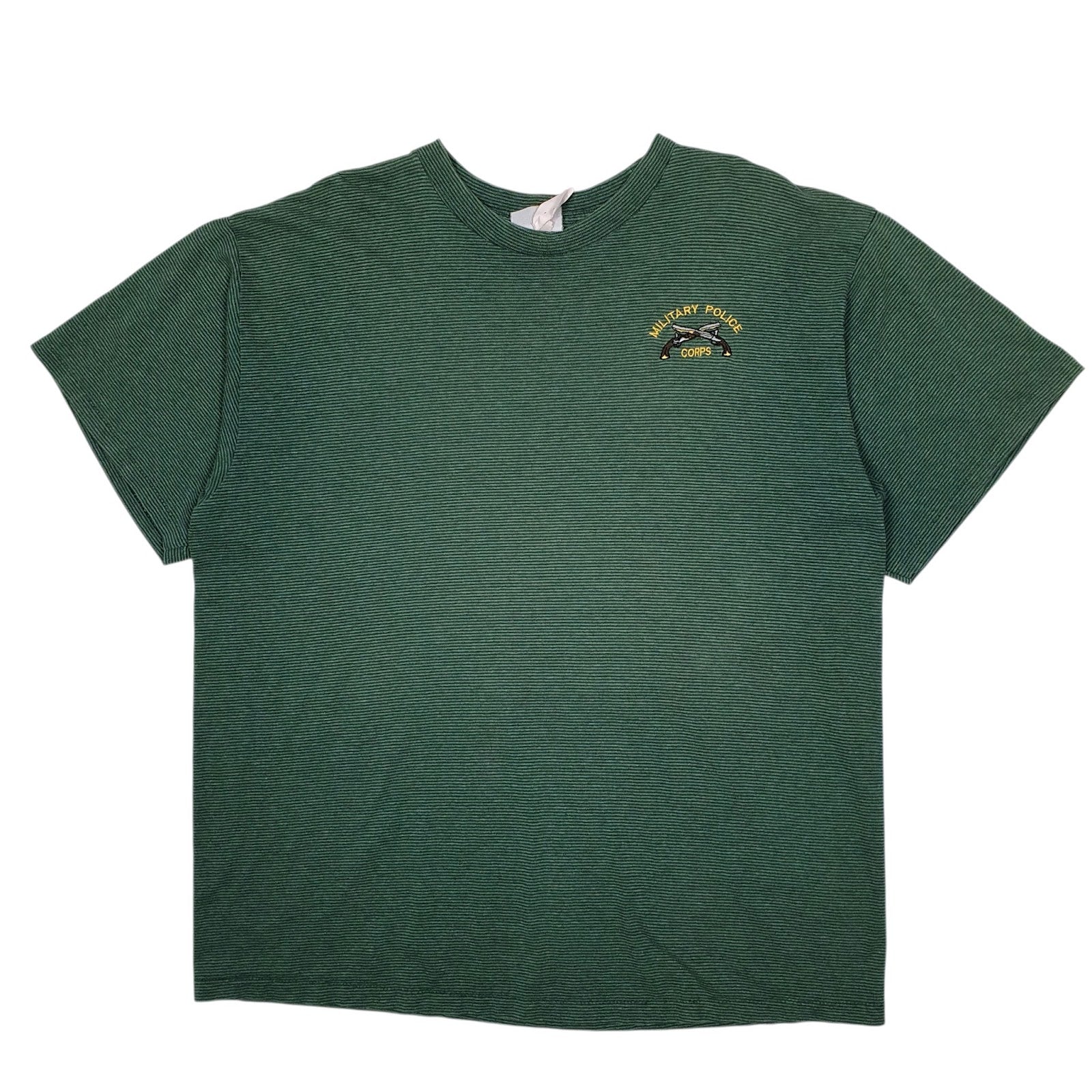 Mens Green Unbranded Vintage 90s Single Stitch Military Police Short Sleeve T Shirt