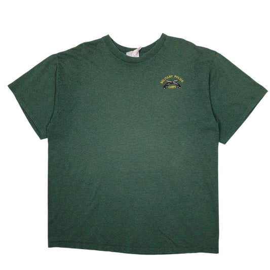 Mens Green Unbranded Vintage 90s Single Stitch Military Police Short Sleeve T Shirt