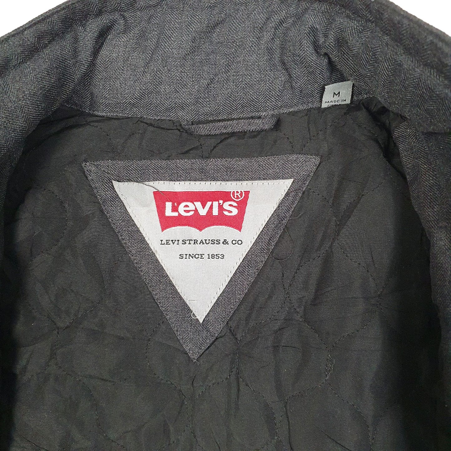 Mens Grey Levis Military Padded  Coat