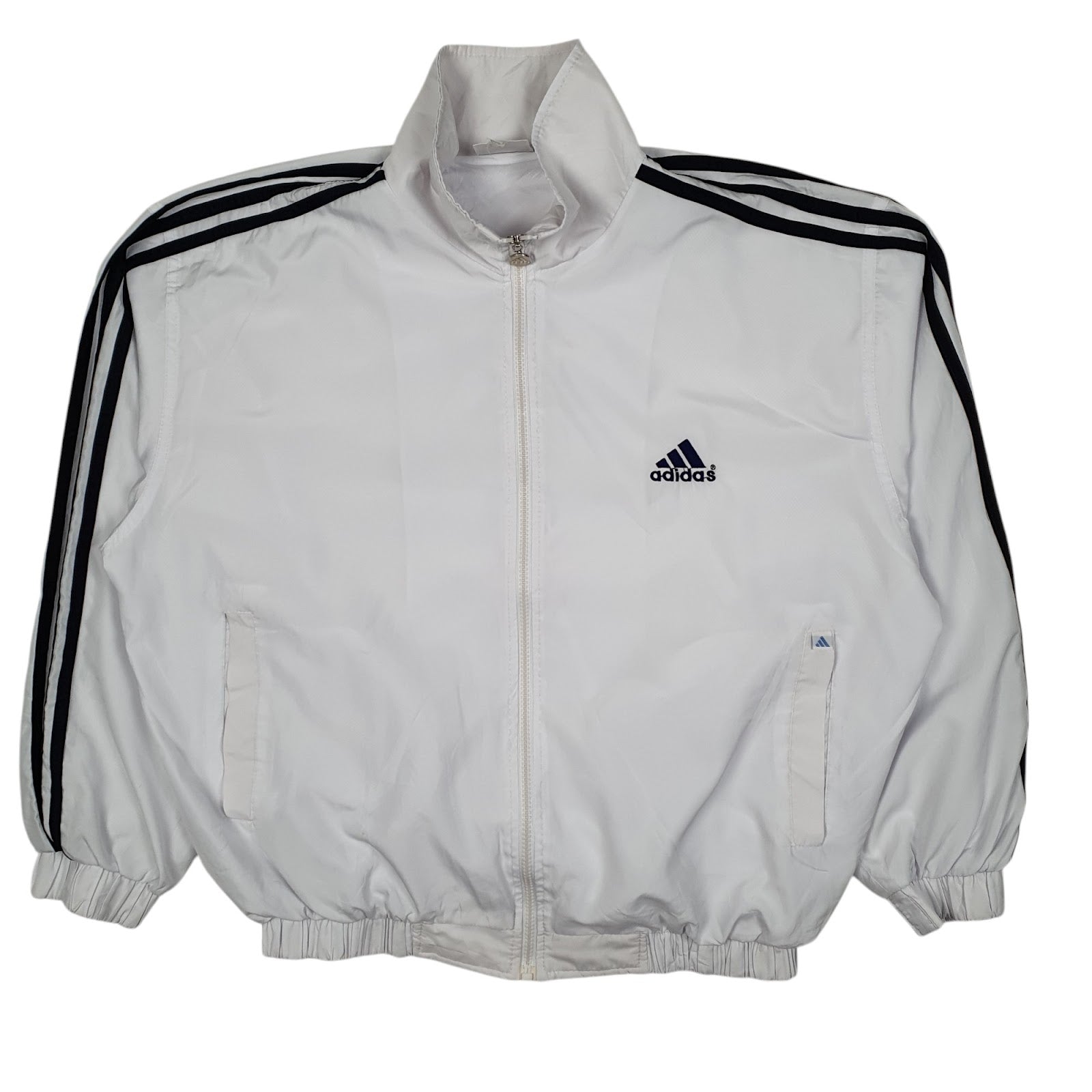 Mens White Adidas Vintage 90s Crewneck Coat