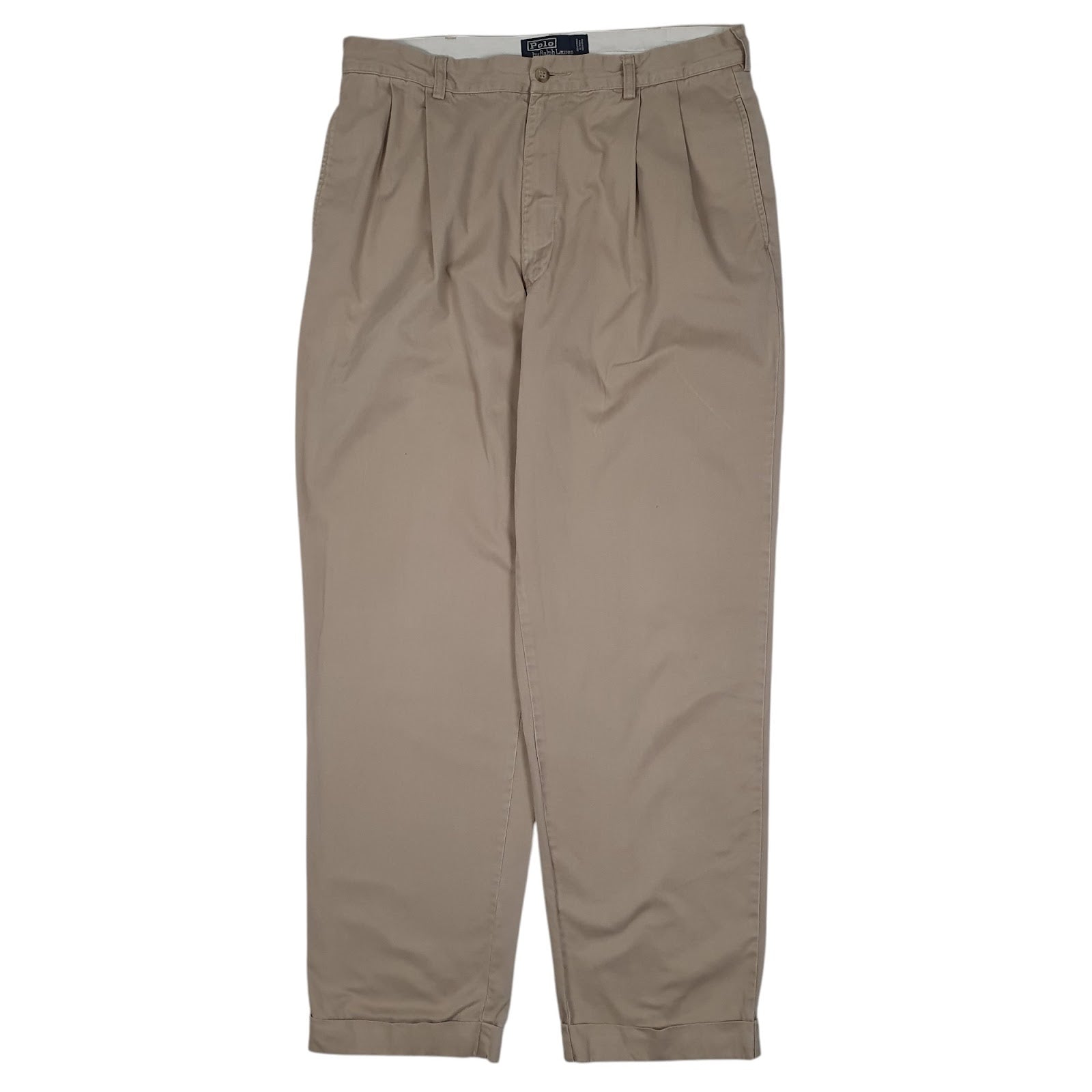 Mens Beige Polo Ralph Lauren Double Pleated Chino Trousers