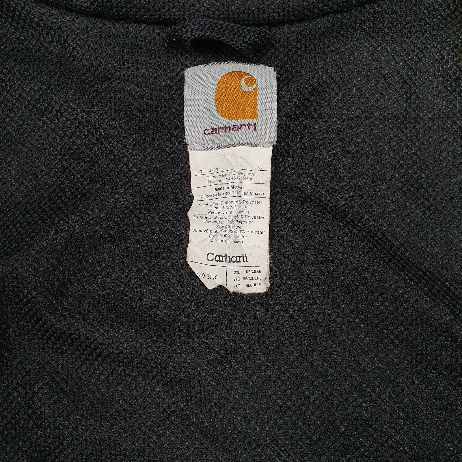 Mens Black Carhartt J149 BLK Insulated Heavy Hoodie Full Zip Jumper