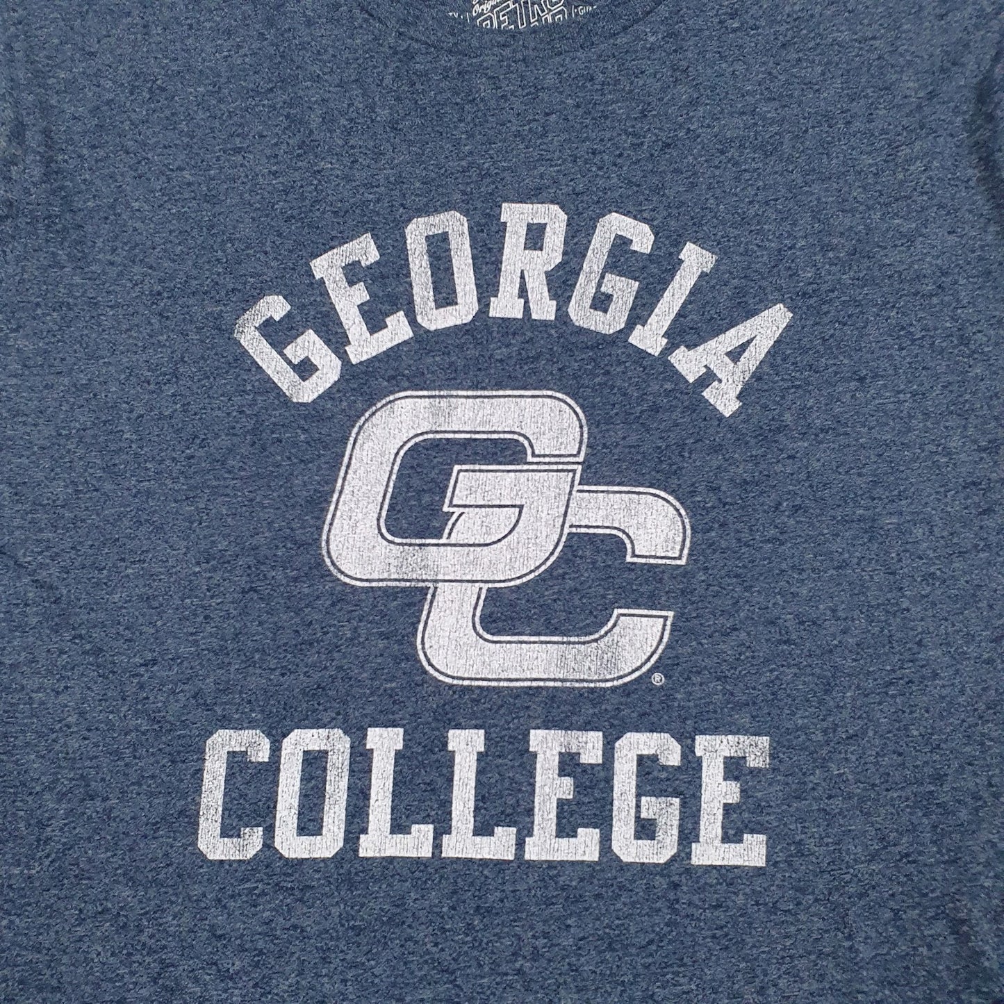 Mens Blue Retro Brand Georgia College  T Shirt