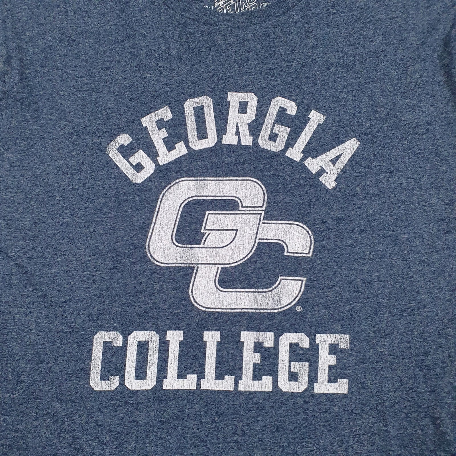 Mens Blue Retro Brand Georgia College  T Shirt